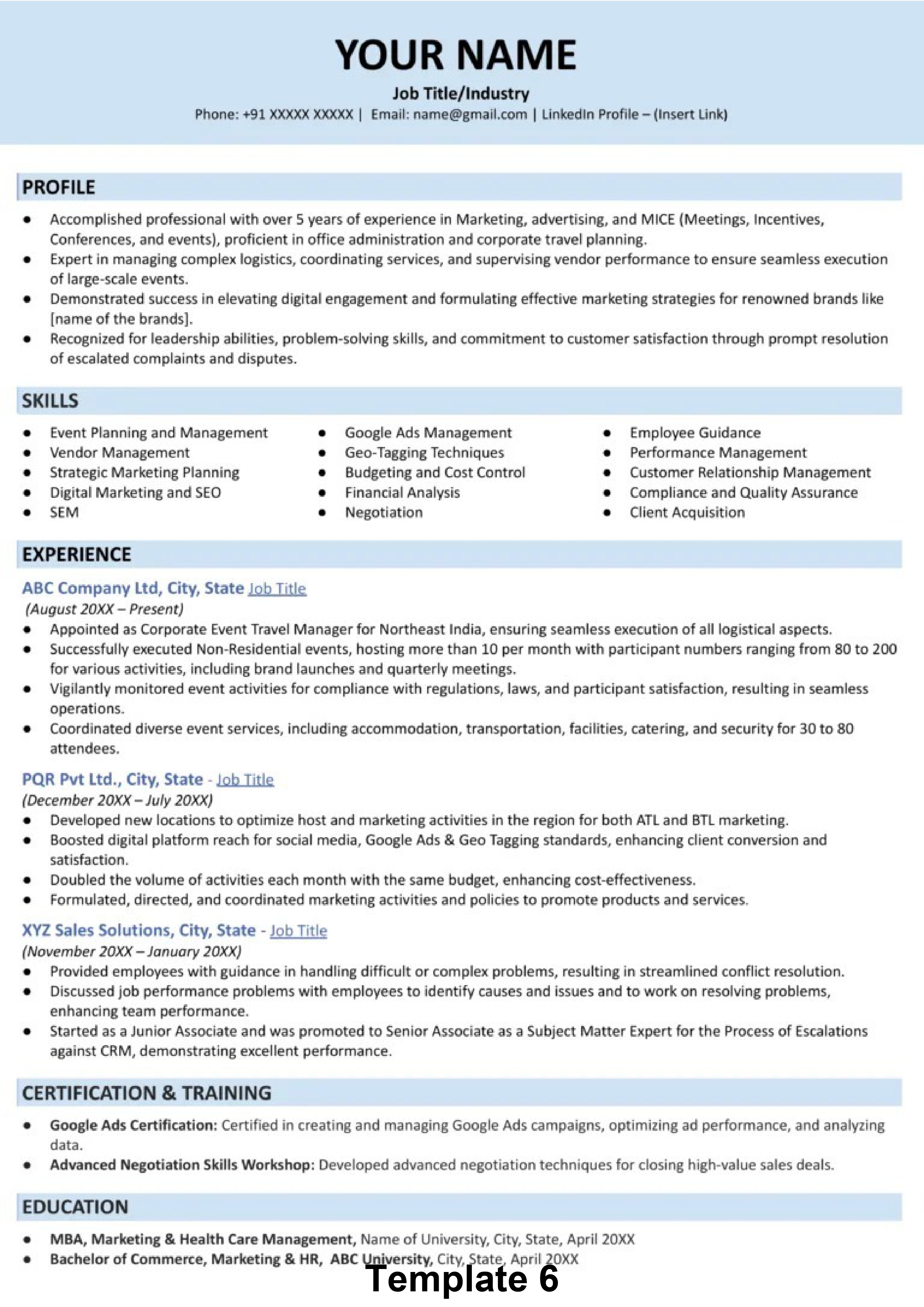 Resume made by proresumes for Jio, tcs, wipro, qburst